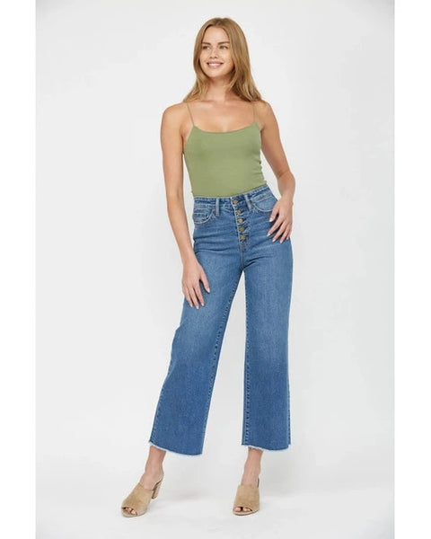 HR WIDE LEG ANKLE JEAN BY MICA - MEDIUM WASH - Salty Lime Boutique