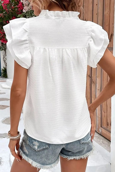 MADISON RUFFLE SLEEVE BLOUSE - CURVY