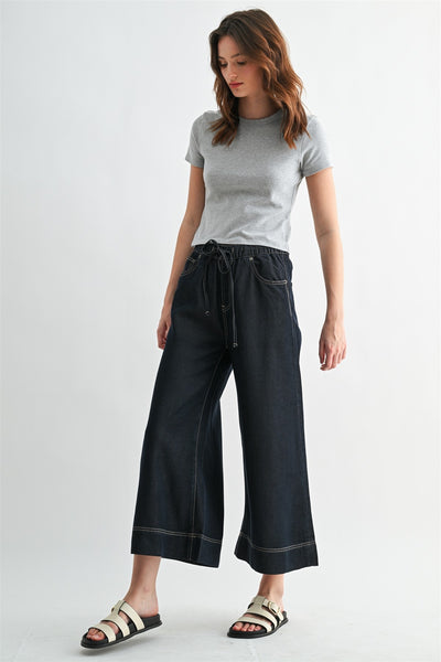 HR WIDE LEG JOGGER BY MICA - DARK WASH - Salty Lime Boutique