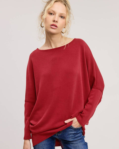 Claudia Long Sleeve Top - Crimson
