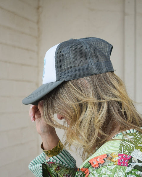 SOMEBODY'S PROBLEM TRUCKER HAT - DRK GREY/WHITE - Salty Lime Boutique