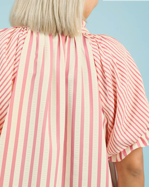 STRIPED BLOUSE - PEONY -CURVY - Salty Lime Boutique