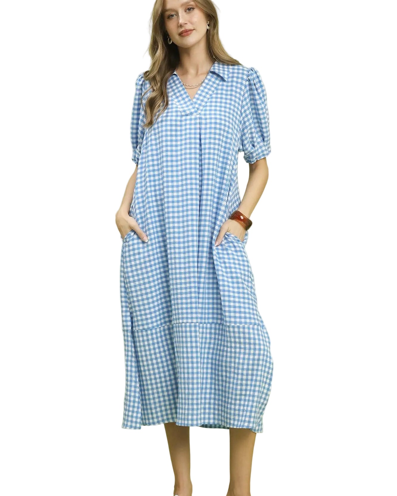 umgee blue and white dress Skies Gingham Midi by – Salty Lime Boutique Elegant Dark Green Strapless Lined Fabric Contents hideuk-PDPTAG3 Maternity Size:L