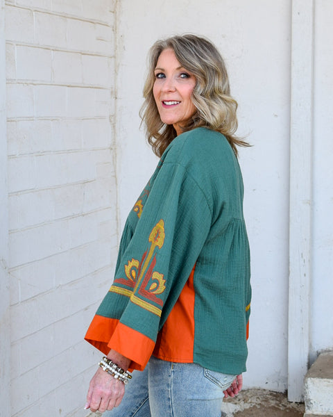 HANNA TOP - HUNTER GREEN