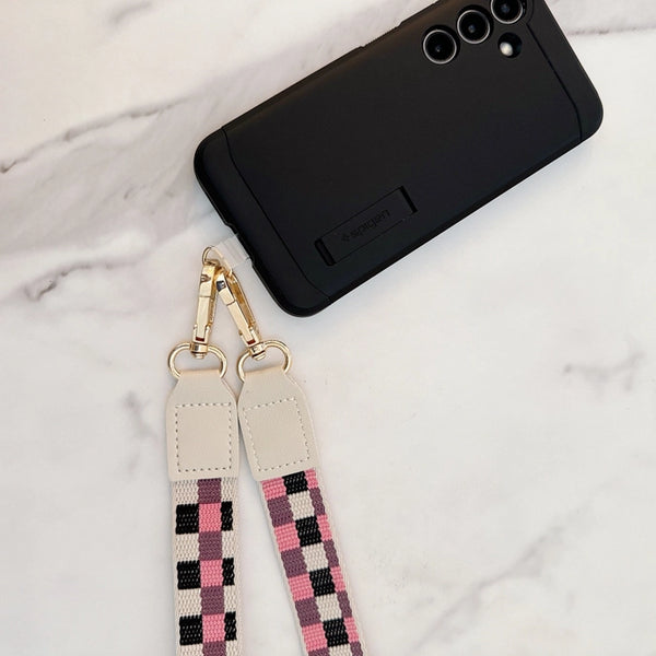 CHEKCERED CROSSBODY PHONE LANYARD/PURSE STRAP - 4 COLORS