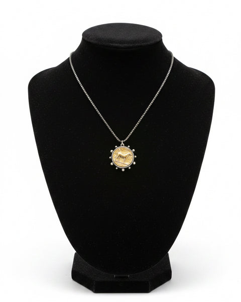 Equestrian Coin Necklace -Silver/Gold - Salty Lime Boutique
