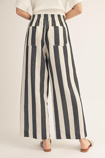 Bold Stripe Wide Leg Pants - Black - Salty Lime Boutique