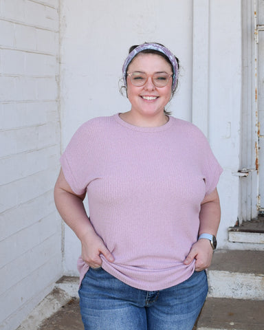 PENELOPE RIB TOP- DUSTY PINK- REG/CURVY