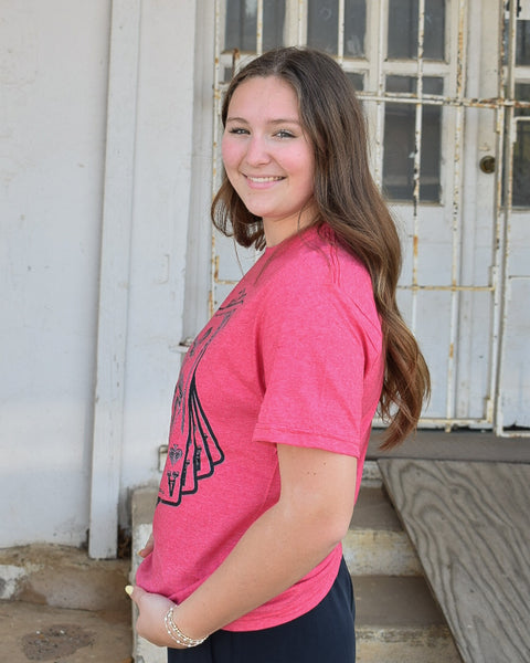 RIDING ACES GRAPHIC TEE- HEATHERED RED - CURVY - Salty Lime Boutique