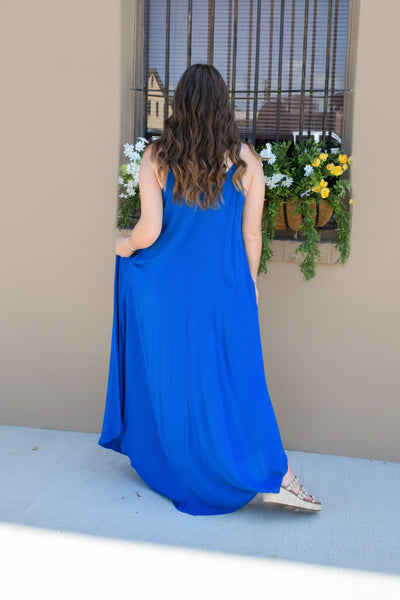 Summer Cami Dress W/ Pockets: CLASSIC BLUE - Salty Lime Boutique