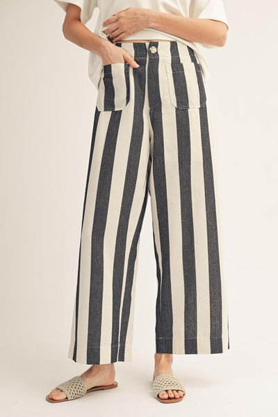 Bold Stripe Wide Leg Pants - Black - Salty Lime Boutique