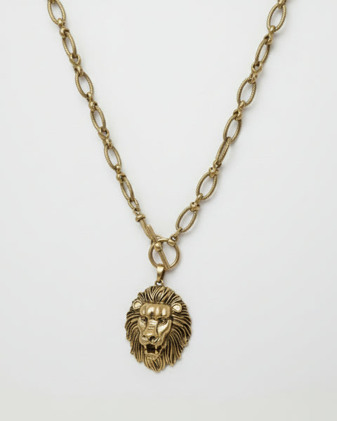 LION OF FAITH NECKLACE - GOLD - Salty Lime Boutique