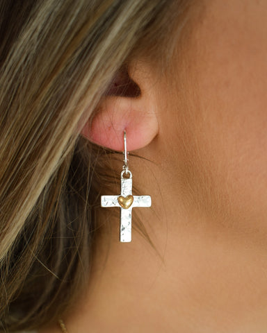 CROSS & HEART EARRINGS