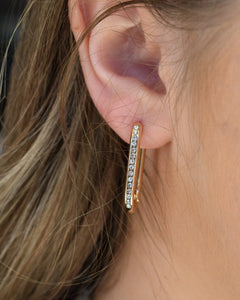 LONG CRYSTAL HOOP EARRING