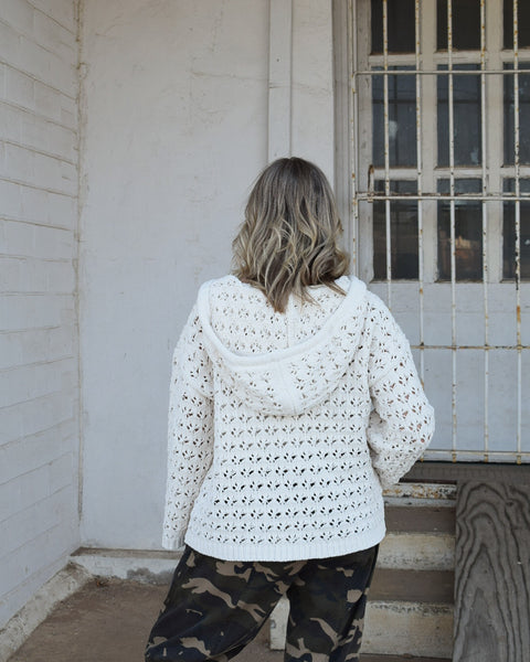 BAELYNN CROCHET BOLERO SWEATER- CREAM