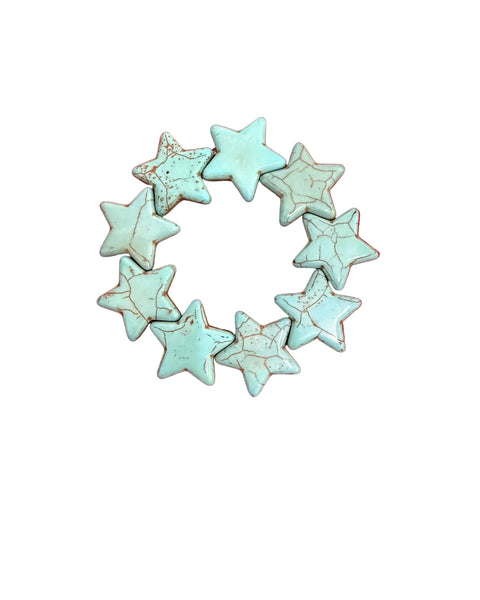 Stone Star Bead Stretchy Bracelet - Turquoise