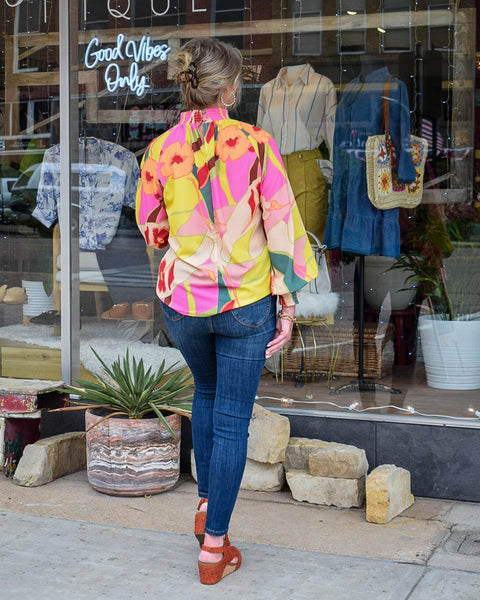 GO BOLDLY MULTICOLOR FLORAL PRINT BLOUSE