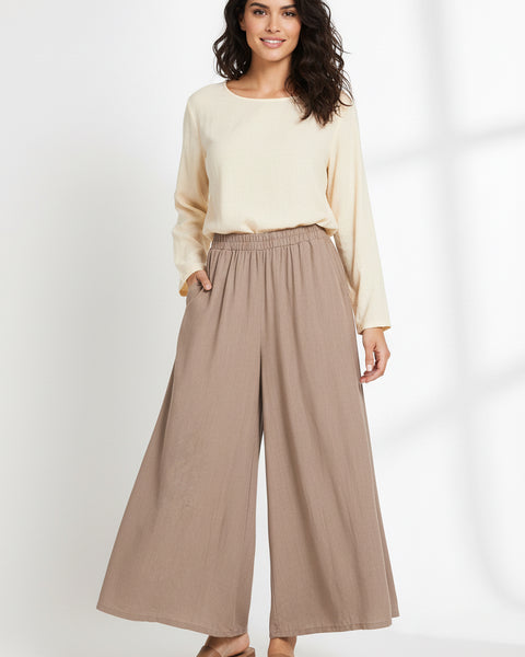 Linen Blended Pants - Cocoa