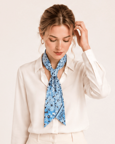 WLLS304 Bandana Skinny Scarf: Light Blue - Salty Lime Boutique