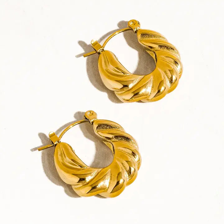 KIMBERLY 18K GOLD BRAIDED HOOP EARRINGS