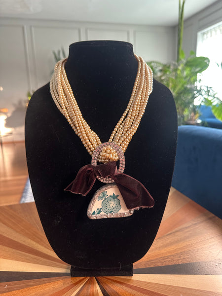 VINTAGE PEARL CHARM NECKLACE - BY A RARE BIRD