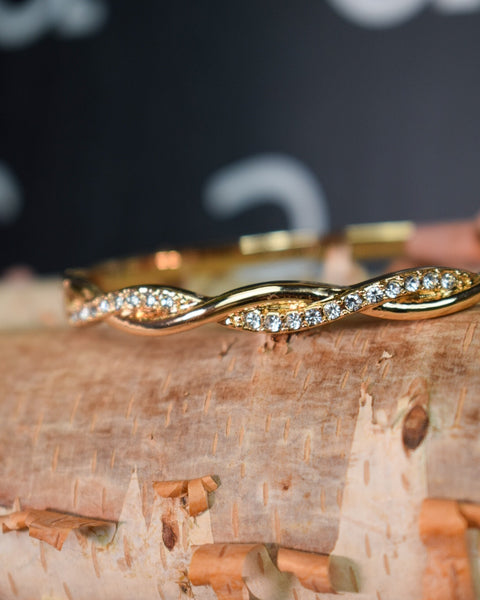 TWIST & TURN CRYSTAL PAVE HINGE BRACELET - 2 COLORS