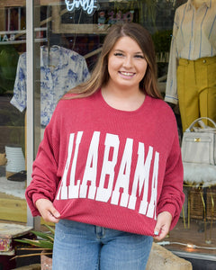 ALABAMA RIB CORD SWEATSHIRT - CRIMSON