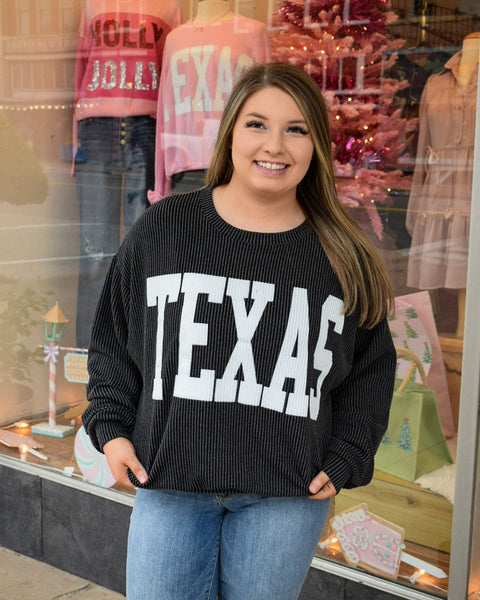 TEXAS RIB CORD SWEATSHIRT - BLACK