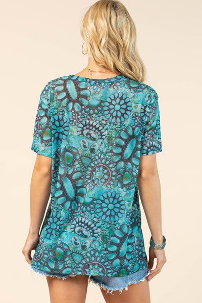 Mago Semi Sheer Mesh Top - Turquoise - Salty Lime Boutique