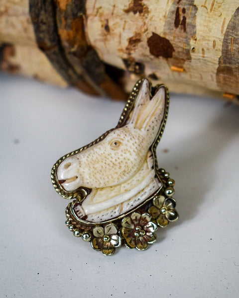 DONKEY HAND CARVED RING - SILVER