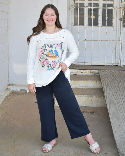 SCUBA CROPPED LOUNGE PANTS - BLACK - Salty Lime Boutique