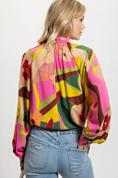 GO BOLDLY MULTICOLOR FLORAL PRINT BLOUSE