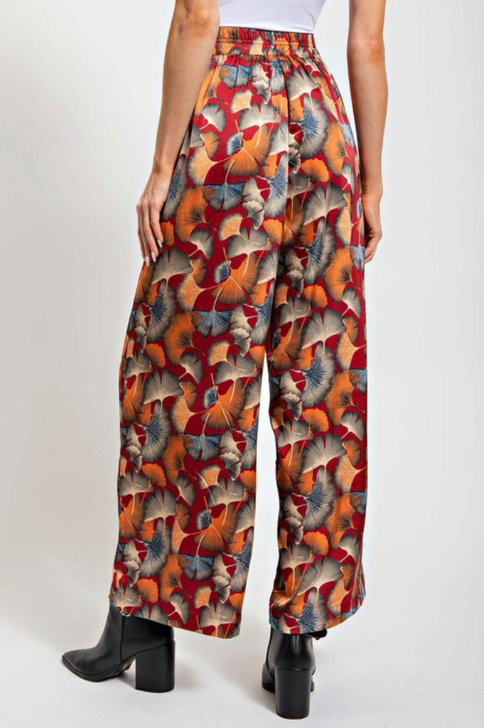 GINKGO SATIN PRINTED PALAZZO PANTS – Salty Lime Boutique