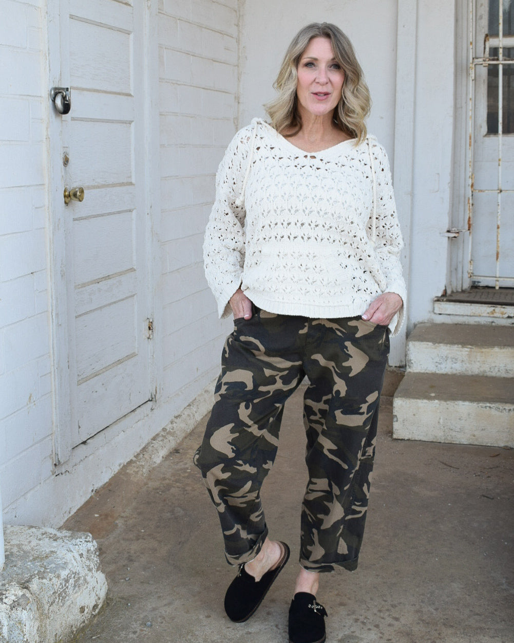 BAELYNN CROCHET BOLERO SWEATER- CREAM