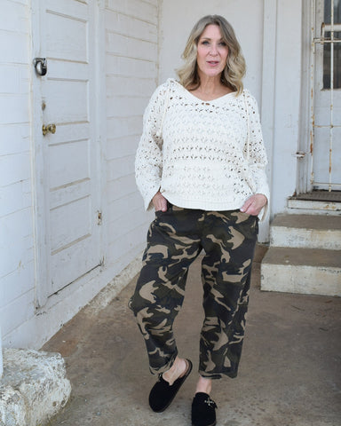 BAELYNN CROCHET BOLERO SWEATER- CREAM