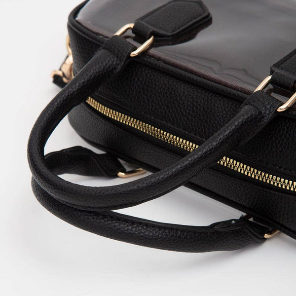 TG10774 Clear Plastic East-West Top Handle/Crossbody Bag: Black - Salty Lime Boutique