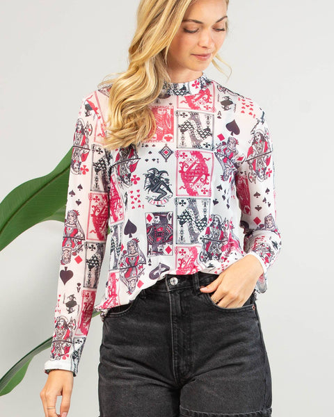 ELLEN PLAYING CARDS MESH TOP - REG/CURVY