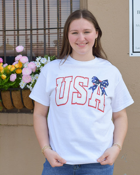 USA Graphic Tee - White - Reg/Curvy - Salty Lime Boutique