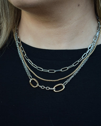 OVAL LINK 2-PC LAYERED NECKLACE