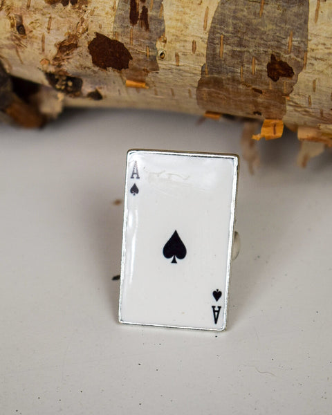 ACE OF SPADES STRETCHY RING - SILVER