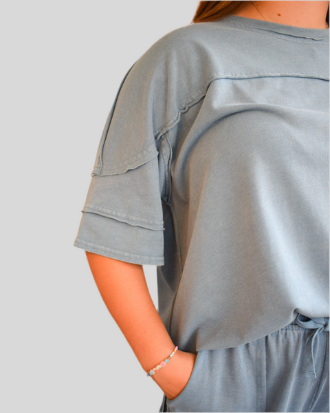 LOUNGE PANT SET - DUSTY BLUE