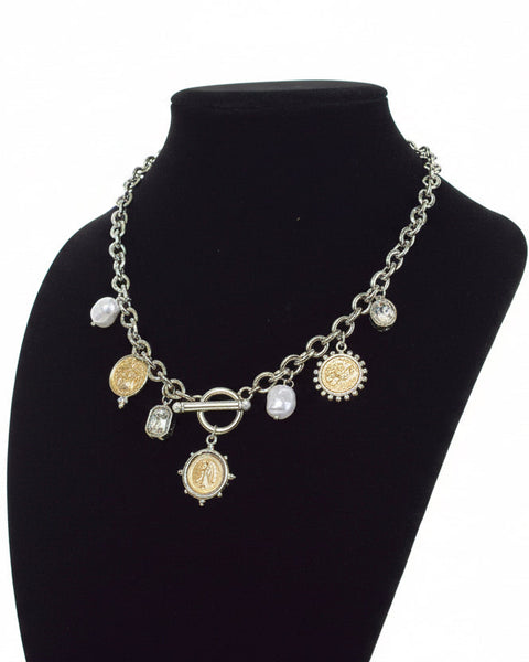 COIN CHARM NECKLACE  - SILVER - Salty Lime Boutique