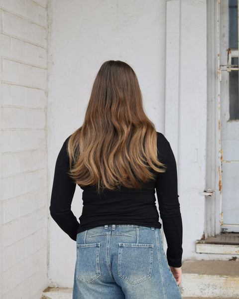 LONG SLEEVE BOLERO TOP- BLACK - Salty Lime Boutique