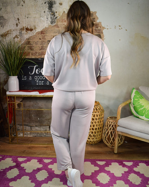 SCUBA CROPPED LOUNGE PANTS - MUSHROOM