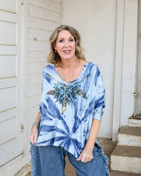 STARLIGHT TIE DYE COTTON LINEN TOP - BY A RARE BIRD