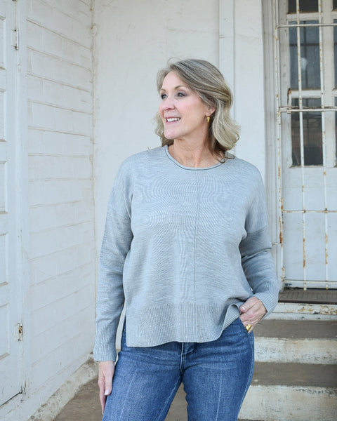LEIGHTON SWEATER- HEATHER GREY
