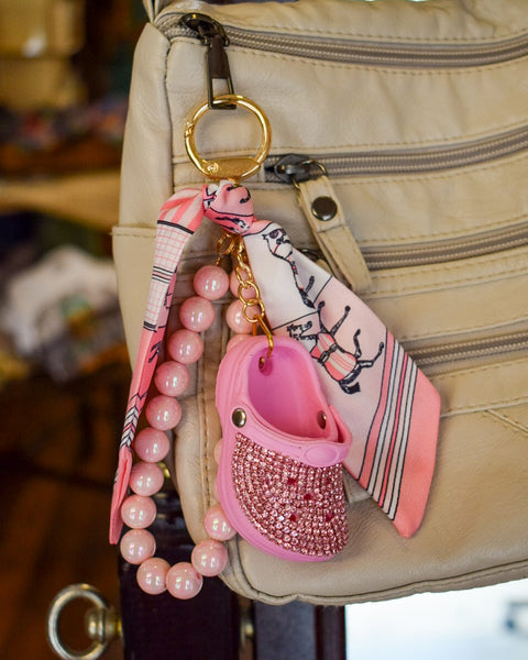 BLING SHOE & SCARF PURSE CHARM/ KEY CHAIN - 4 COLORS