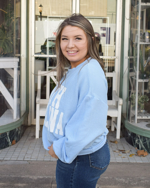 NORTH CAROLINA RIB CORD SWEATSHIRT - SKY BLUE