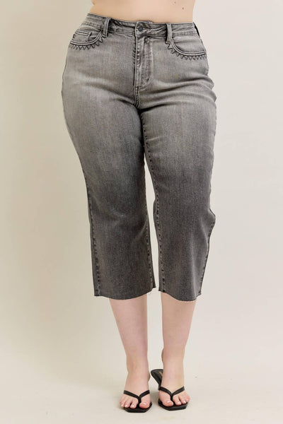 Judy Blue High Waist Wide Leg Crop - Vintage Grey - Salty Lime Boutique