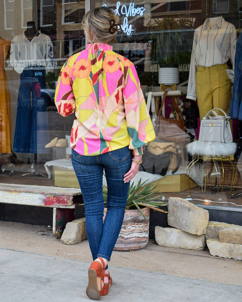 GO BOLDLY MULTICOLOR FLORAL PRINT BLOUSE